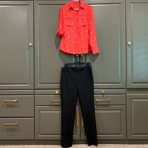 Banana Republic blk slacks - sz 4 & Express blouse